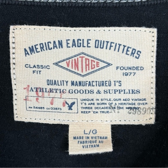 Y2K American Eagle Embroidered American Flag EAGLE Black Short Sleeve T Men LRG - Picture 5 of 6